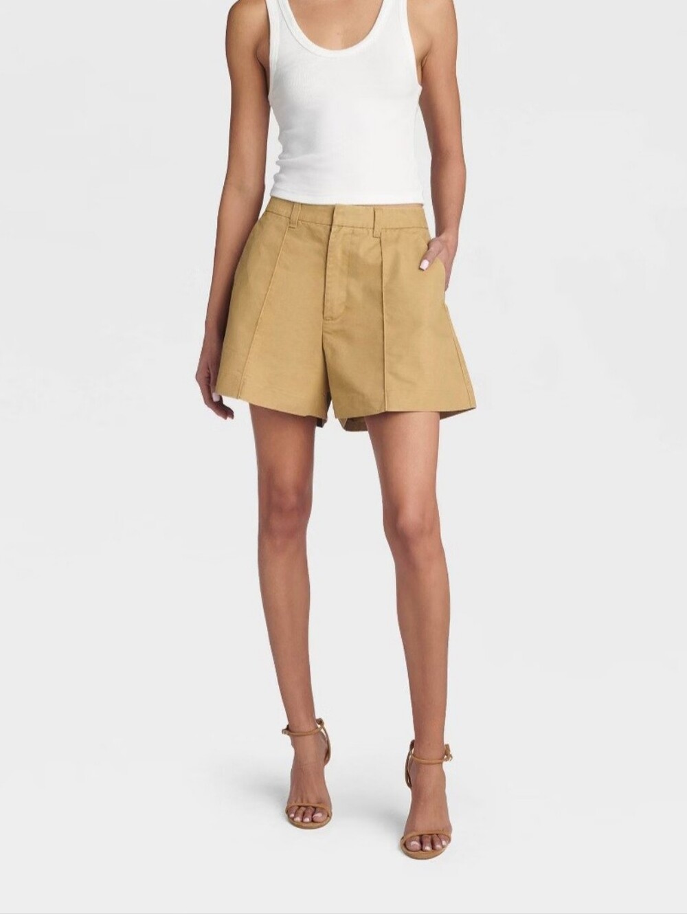 KBB by KAHLANA Women's 'The Flared Chino Shorts' - Brown 12